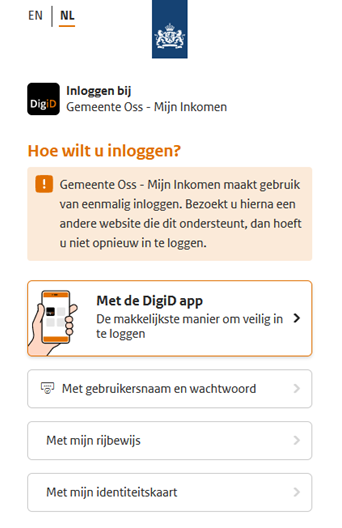 Afbeelding tweede inlogpagina DigiD